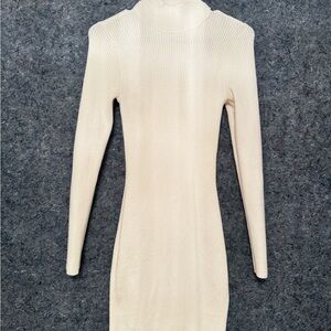 Abercrombie & Fitch Cream Long Sleeve Mini Sweater Dress